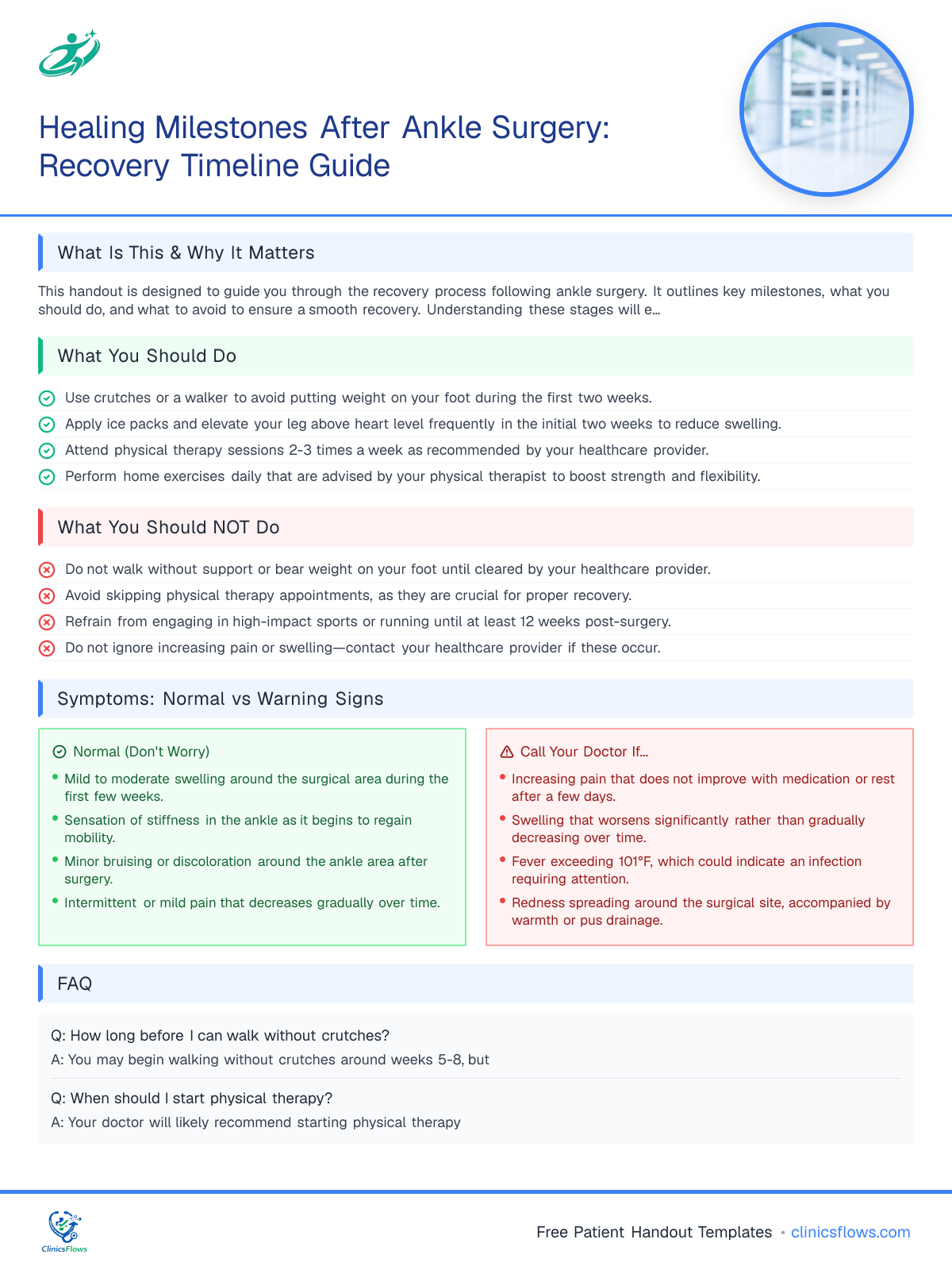 Healing Milestones After Ankle Surgery: Recovery Timeline Guide - patient handout preview
