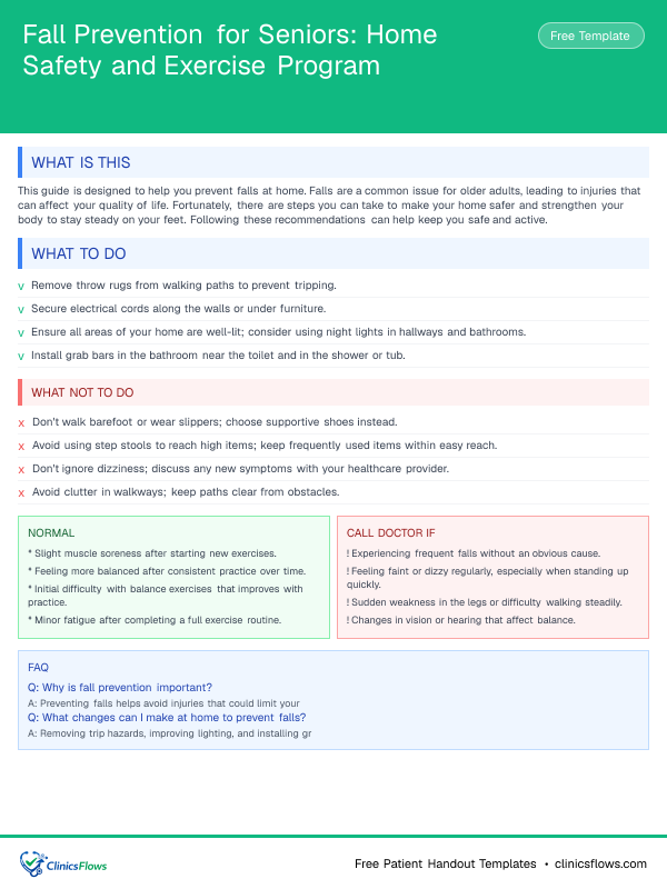 Fall Prevention for Seniors: Home Safety and Exercise Program - patient handout preview