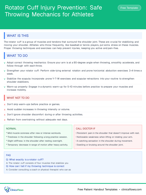 Rotator Cuff Injury Prevention: Safe Throwing Mechanics for Athletes - patient handout preview