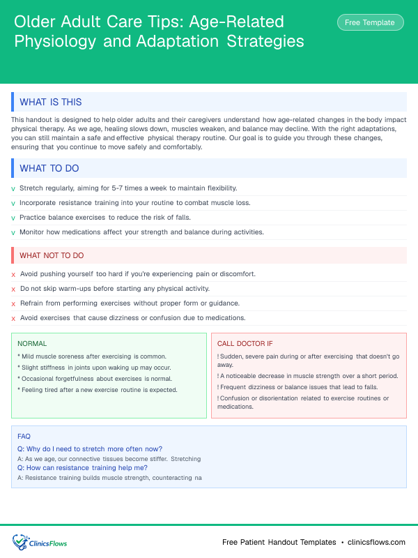 Older Adult Care Tips: Age-Related Physiology and Adaptation Strategies - patient handout preview