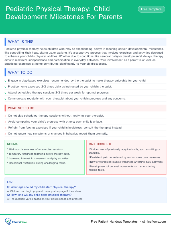 Pediatric Physical Therapy: Child Development Milestones For Parents - patient handout preview