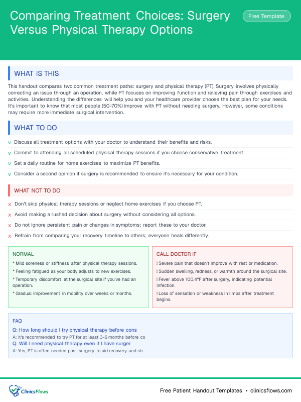 Comparing Treatment Choices: Surgery Versus Physical Therapy Options - patient handout preview