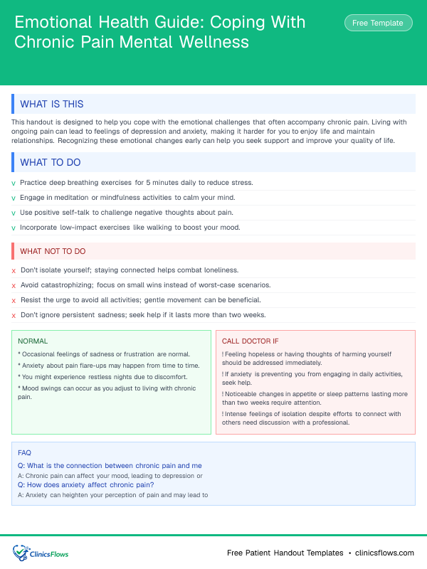 Emotional Health Guide: Coping With Chronic Pain Mental Wellness - patient handout preview