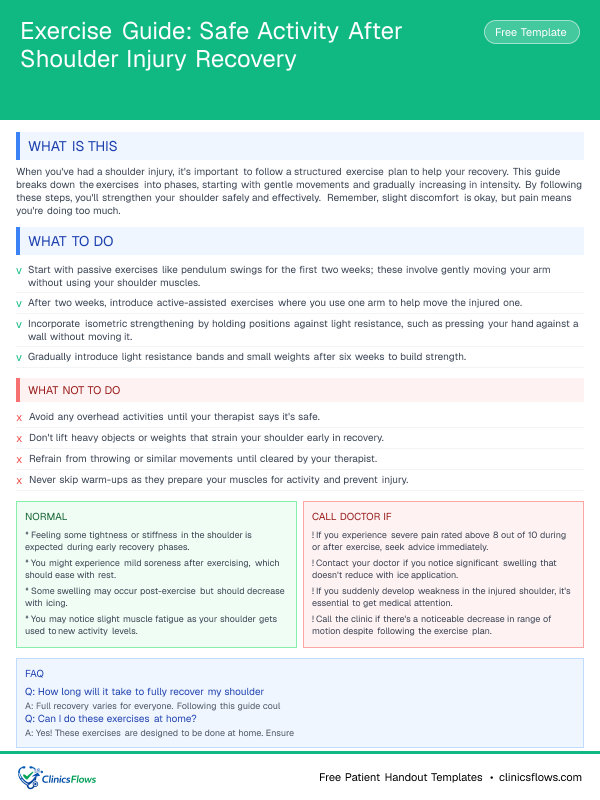 Exercise Guide: Safe Activity After Shoulder Injury Recovery - patient handout preview