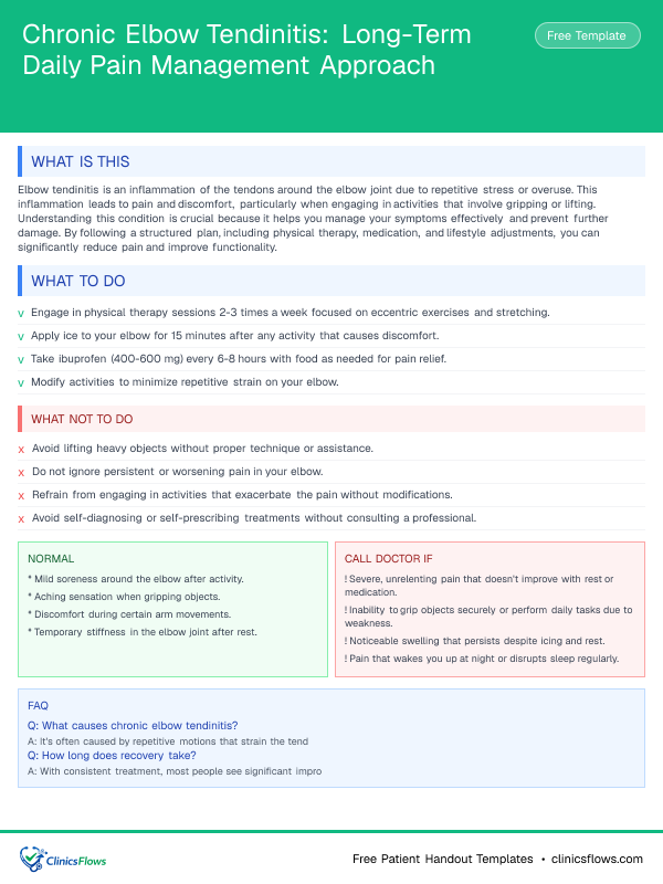 Chronic Elbow Tendinitis: Long-Term Daily Pain Management Approach - patient handout preview