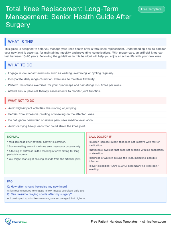 Total Knee Replacement Long-Term Management: Senior Health Guide After Surgery - patient handout preview