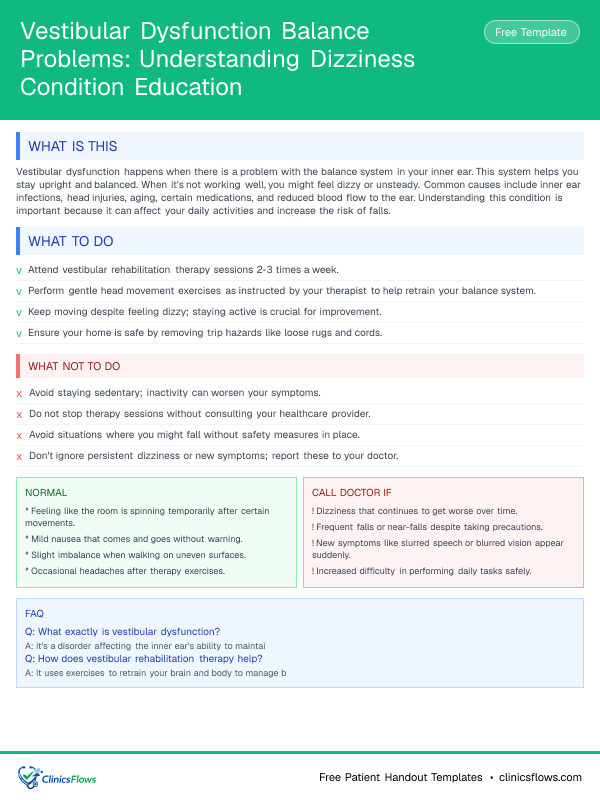 Vestibular Dysfunction Balance Problems: Understanding Dizziness Condition Education - patient handout preview