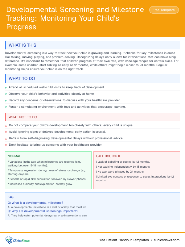 Developmental Screening and Milestone Tracking: Monitoring Your Child's Progress - patient handout preview