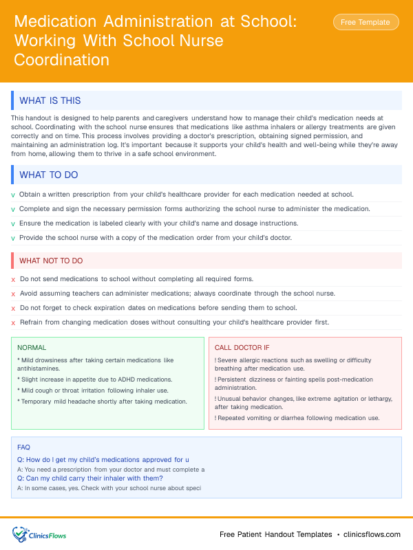 Medication Administration at School: Working With School Nurse Coordination - patient handout preview