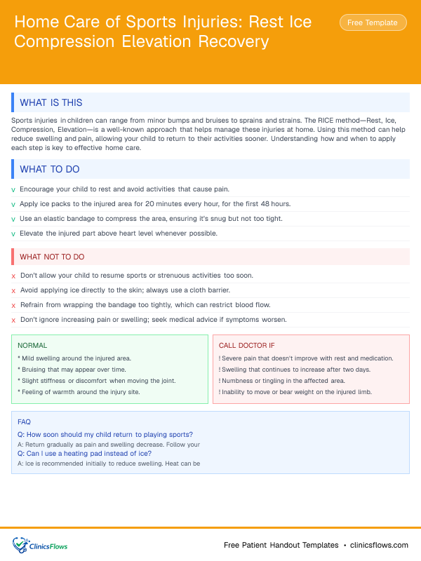 Home Care of Sports Injuries: Rest Ice Compression Elevation Recovery - patient handout preview