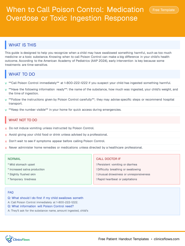 When to Call Poison Control: Medication Overdose or Toxic Ingestion Response - patient handout preview