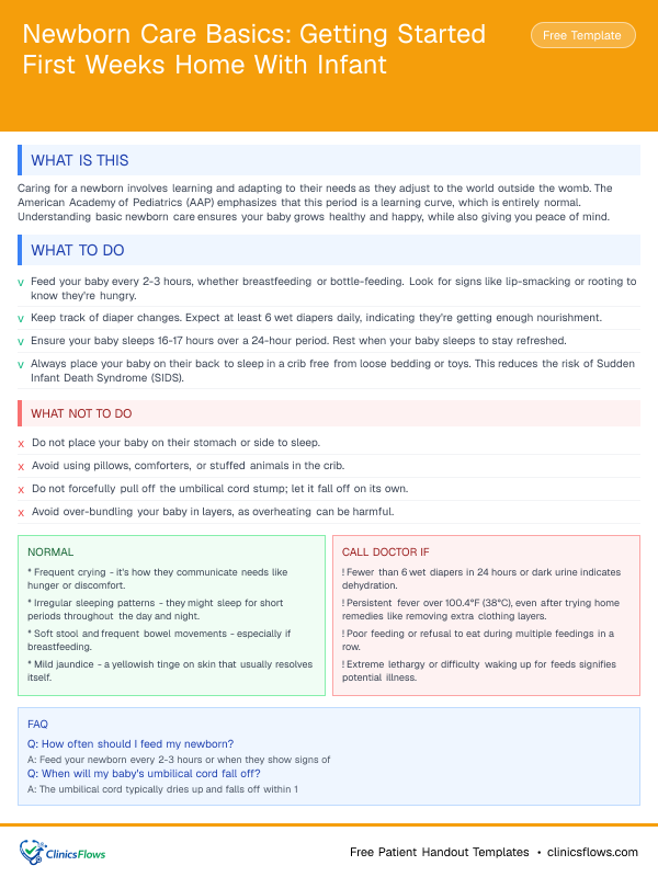 Newborn Care Basics: Getting Started First Weeks Home With Infant - patient handout preview