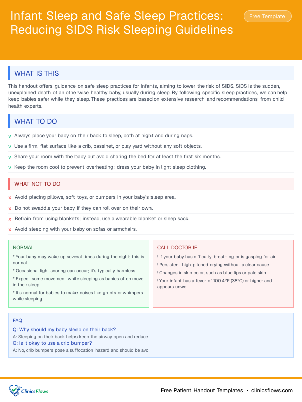 Infant Sleep and Safe Sleep Practices: Reducing SIDS Risk Sleeping Guidelines - patient handout preview