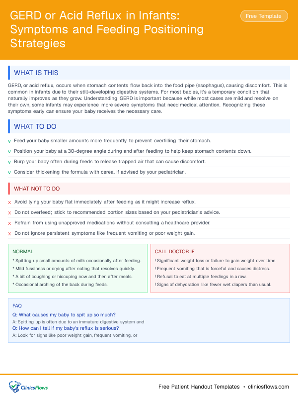 GERD or Acid Reflux in Infants: Symptoms and Feeding Positioning Strategies - patient handout preview