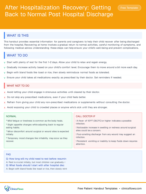 After Hospitalization Recovery: Getting Back to Normal Post Hospital Discharge - patient handout preview