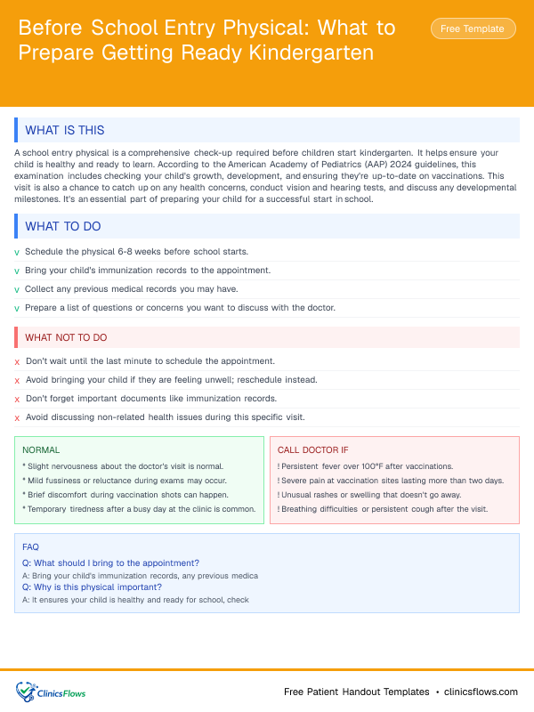 Before School Entry Physical: What to Prepare Getting Ready Kindergarten - patient handout preview