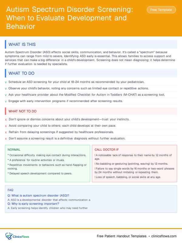 Autism Spectrum Disorder Screening: When to Evaluate Development and Behavior - patient handout preview