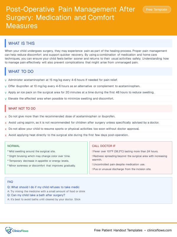 Post-Operative Pain Management After Surgery: Medication and Comfort Measures - patient handout preview