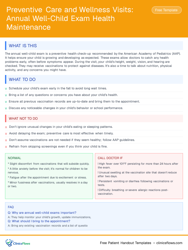 Preventive Care and Wellness Visits: Annual Well-Child Exam Health Maintenance - patient handout preview