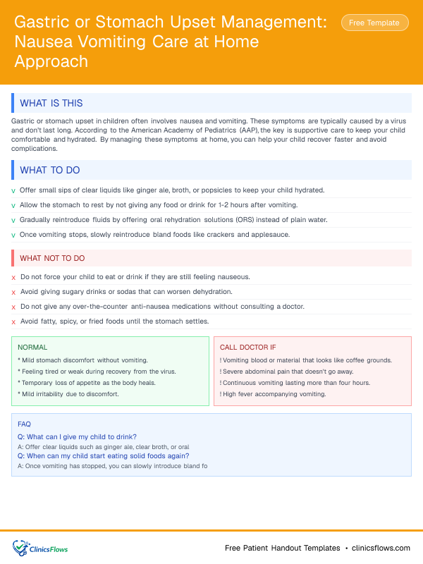 Gastric or Stomach Upset Management: Nausea Vomiting Care at Home Approach - patient handout preview