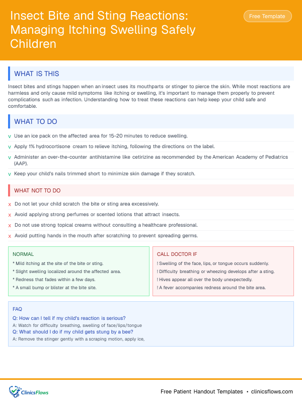 Insect Bite and Sting Reactions: Managing Itching Swelling Safely Children - patient handout preview