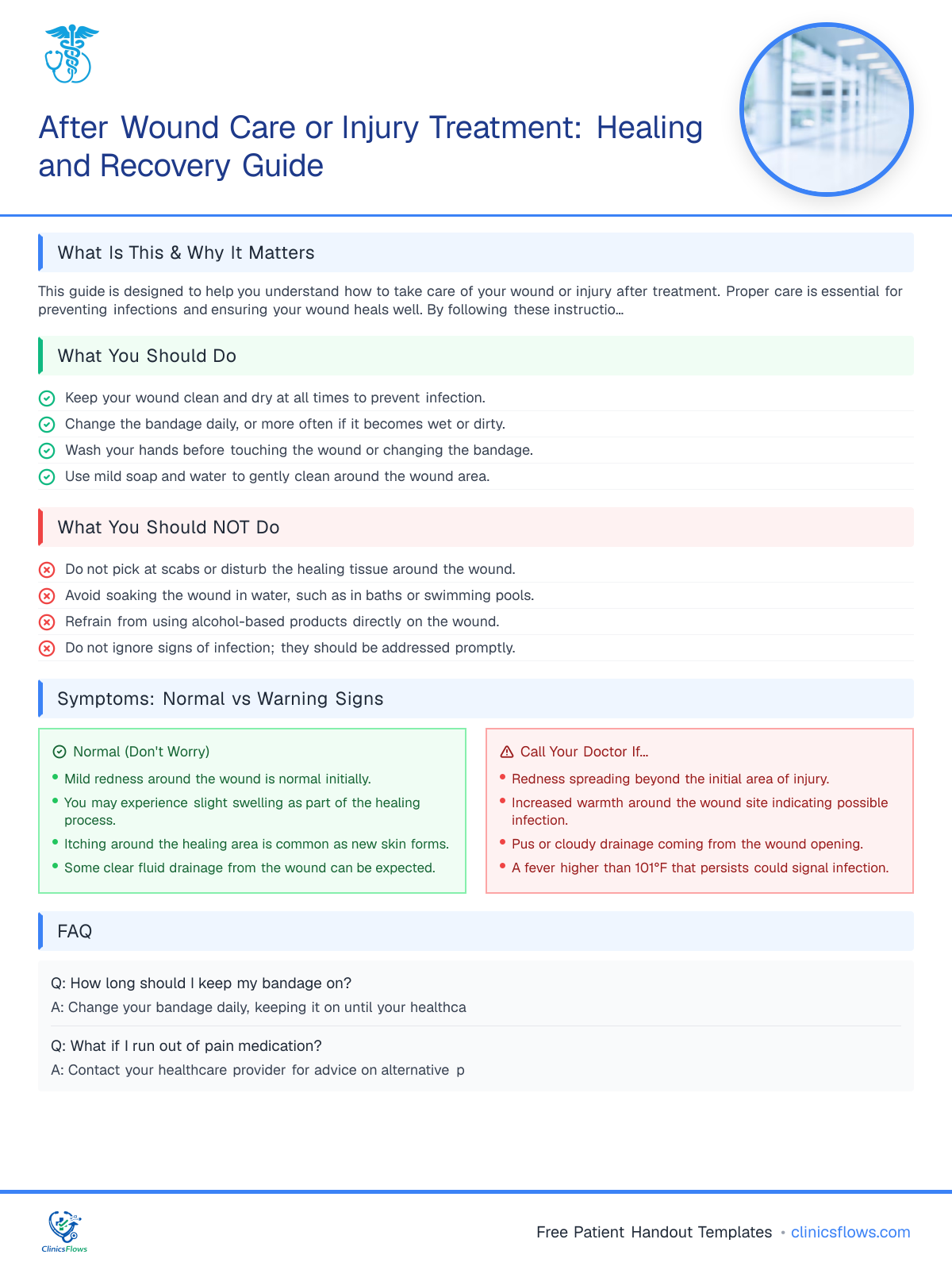 After Wound Care or Injury Treatment: Healing and Recovery Guide - patient handout preview