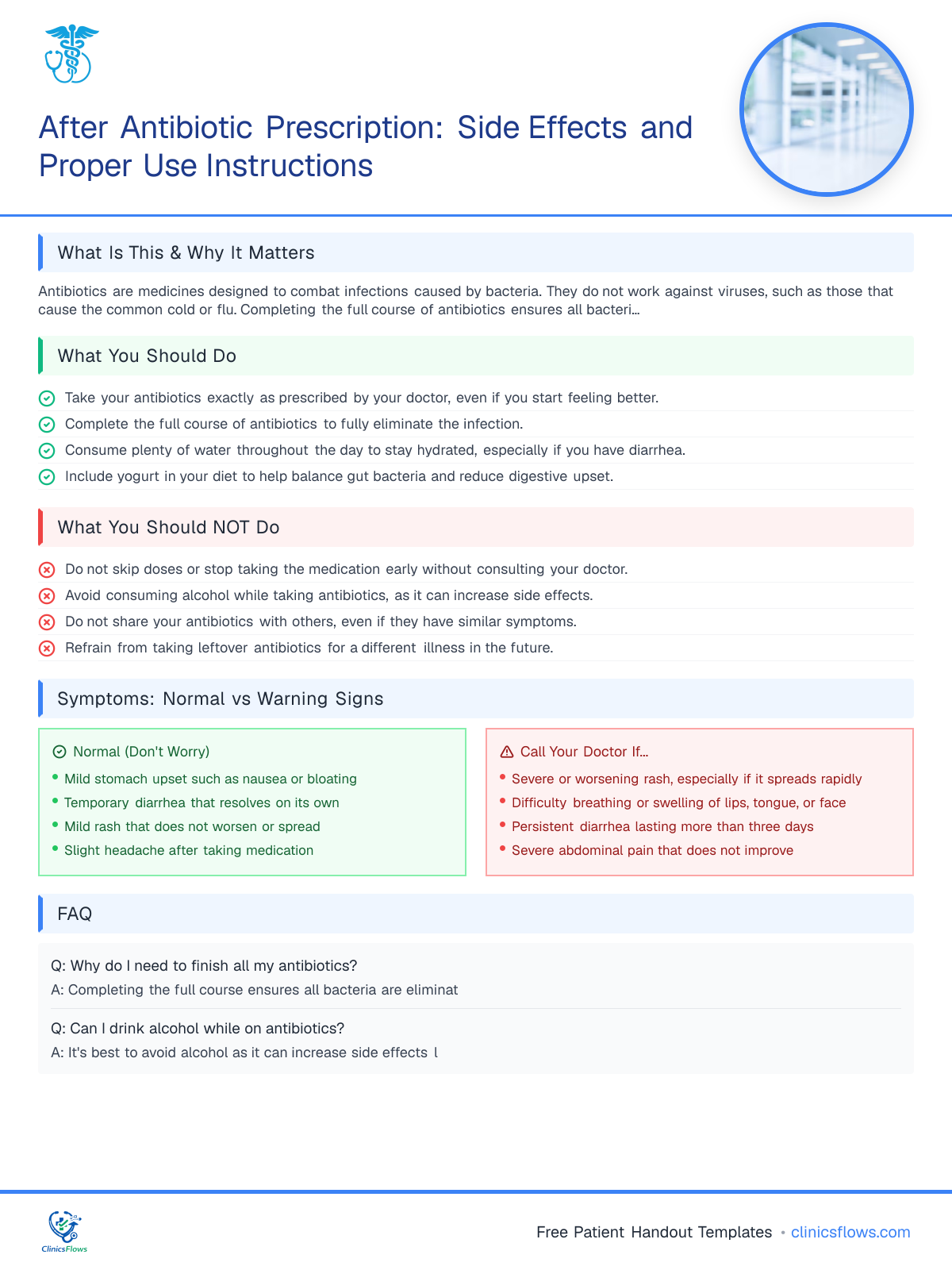 After Antibiotic Prescription: Side Effects and Proper Use Instructions - patient handout preview