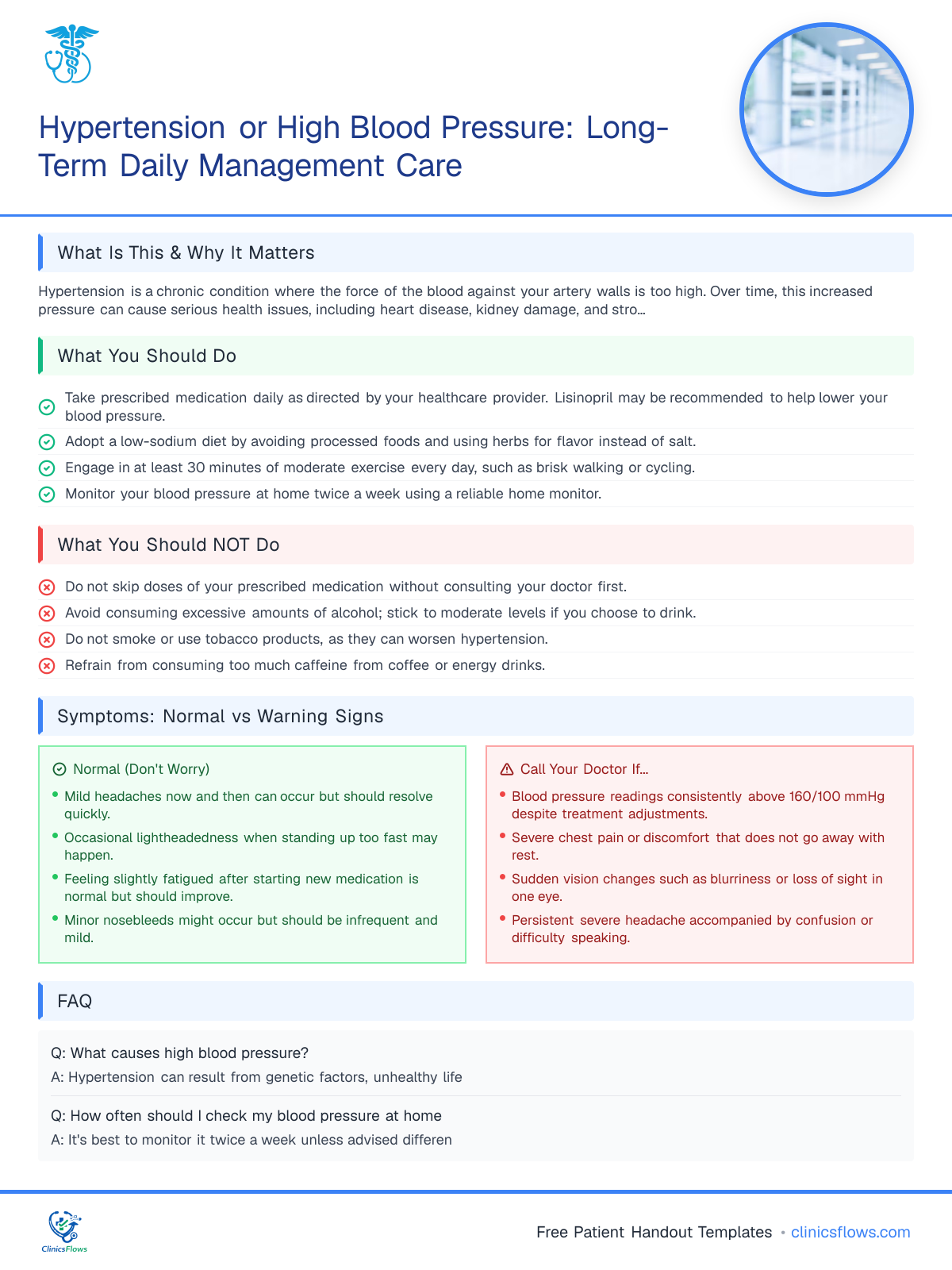 Hypertension or High Blood Pressure: Long-Term Daily Management Care - patient handout preview