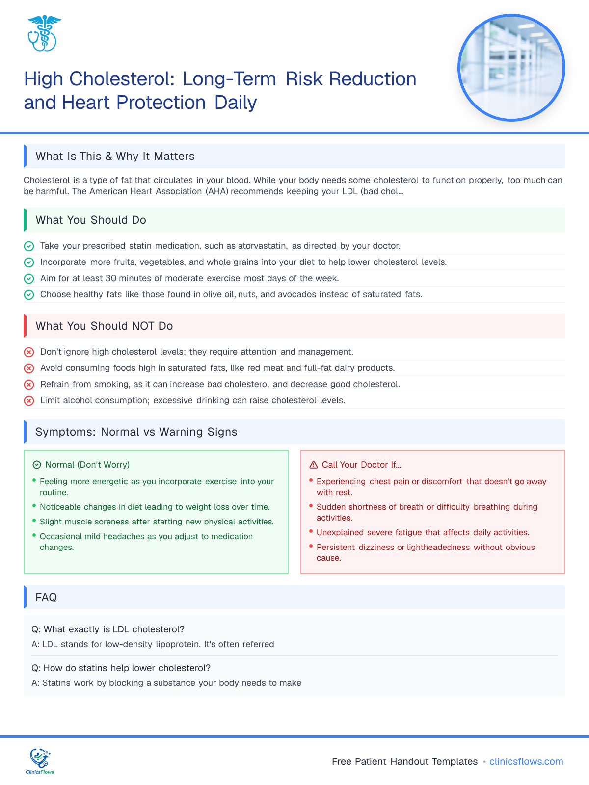 High Cholesterol: Long-Term Risk Reduction and Heart Protection Daily - patient handout preview