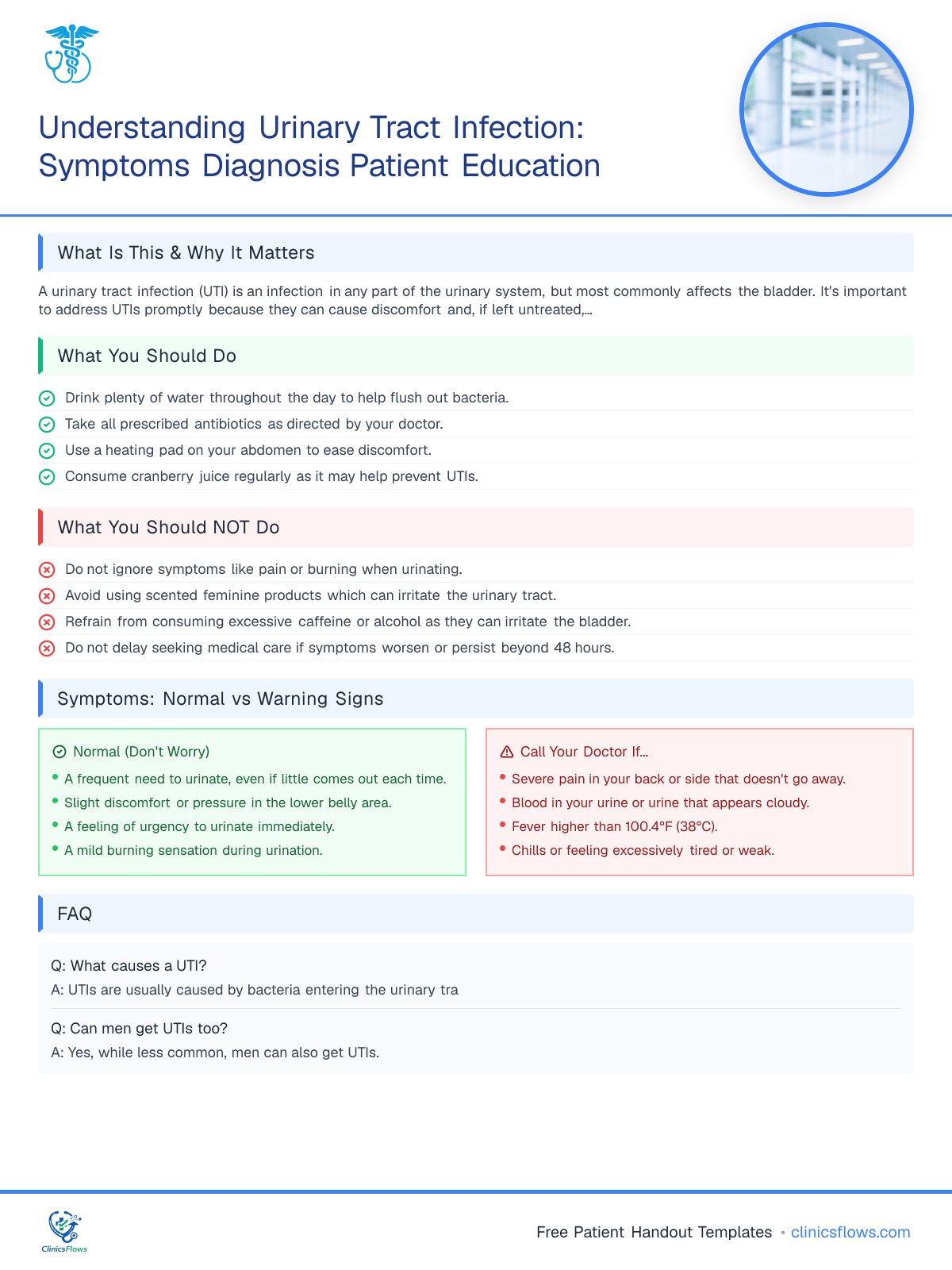 Understanding Urinary Tract Infection: Symptoms Diagnosis Patient Education - patient handout preview