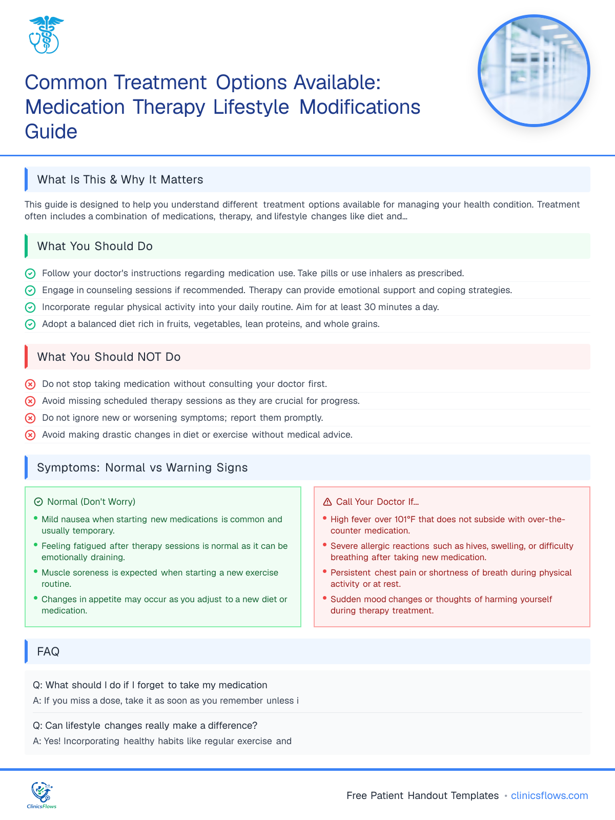 Common Treatment Options Available: Medication Therapy Lifestyle Modifications Guide - patient handout preview