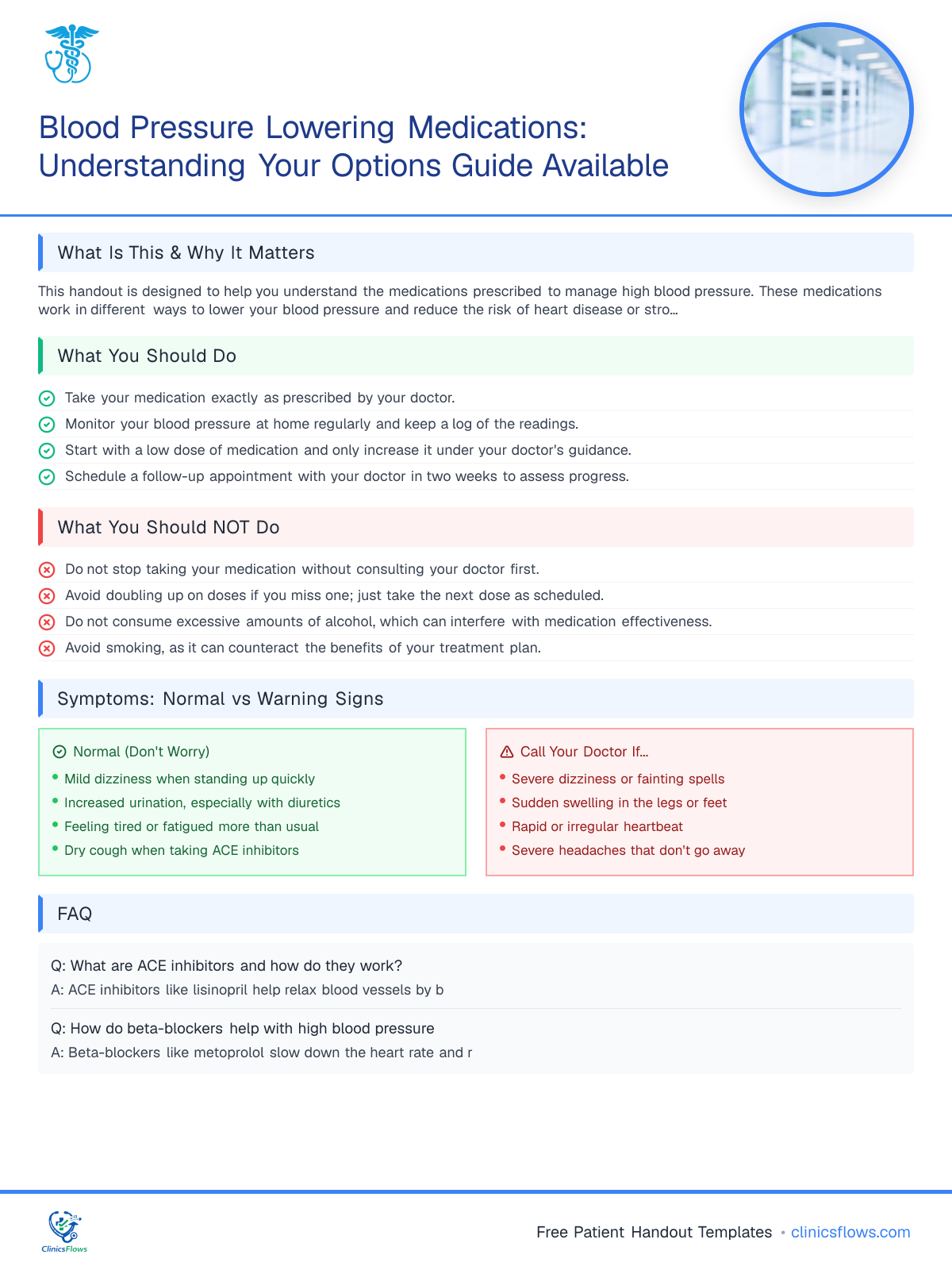 Blood Pressure Lowering Medications: Understanding Your Options Guide Available - patient handout preview