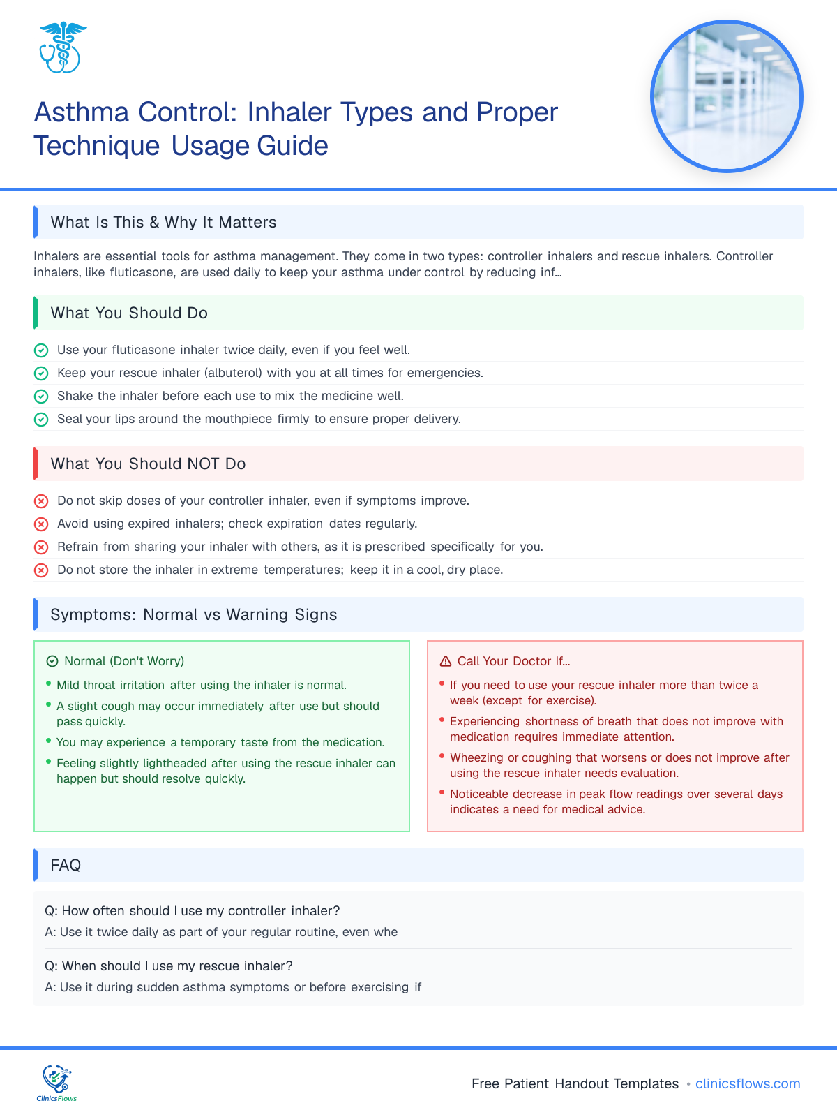 Asthma Control: Inhaler Types and Proper Technique Usage Guide - patient handout preview