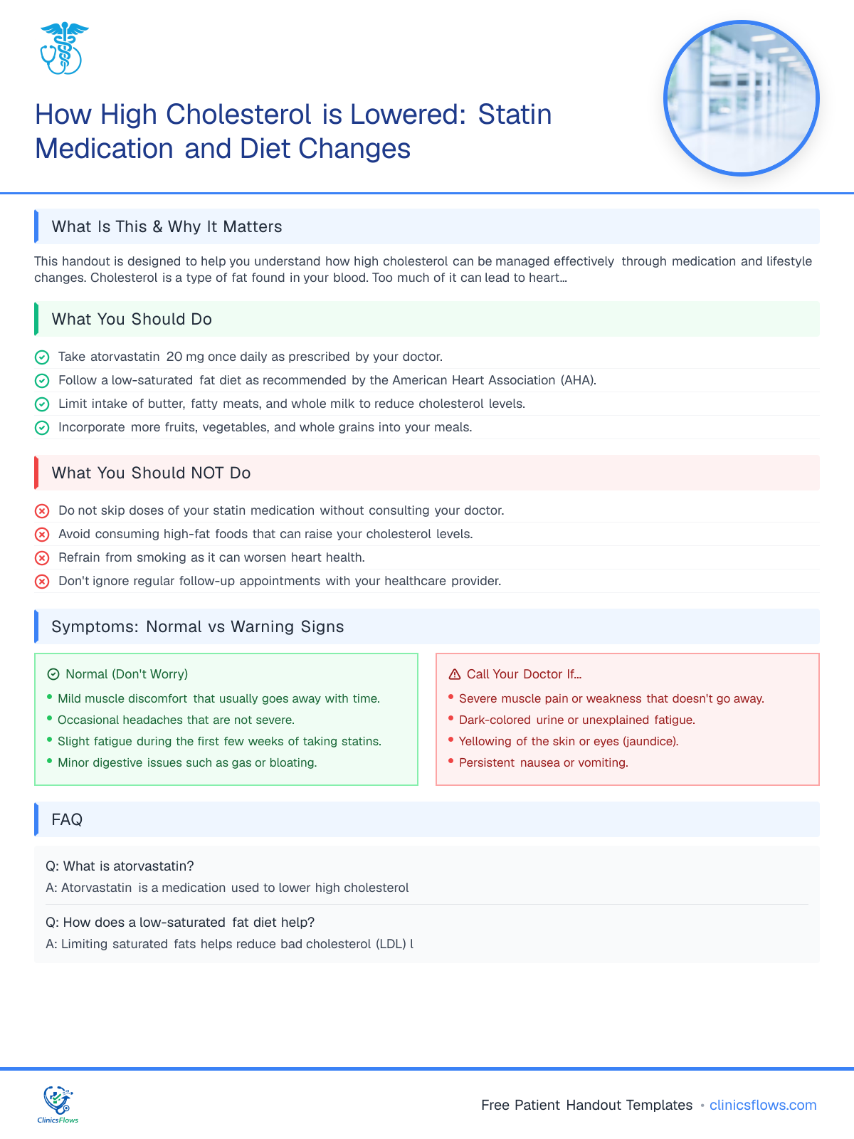 How High Cholesterol is Lowered: Statin Medication and Diet Changes - patient handout preview