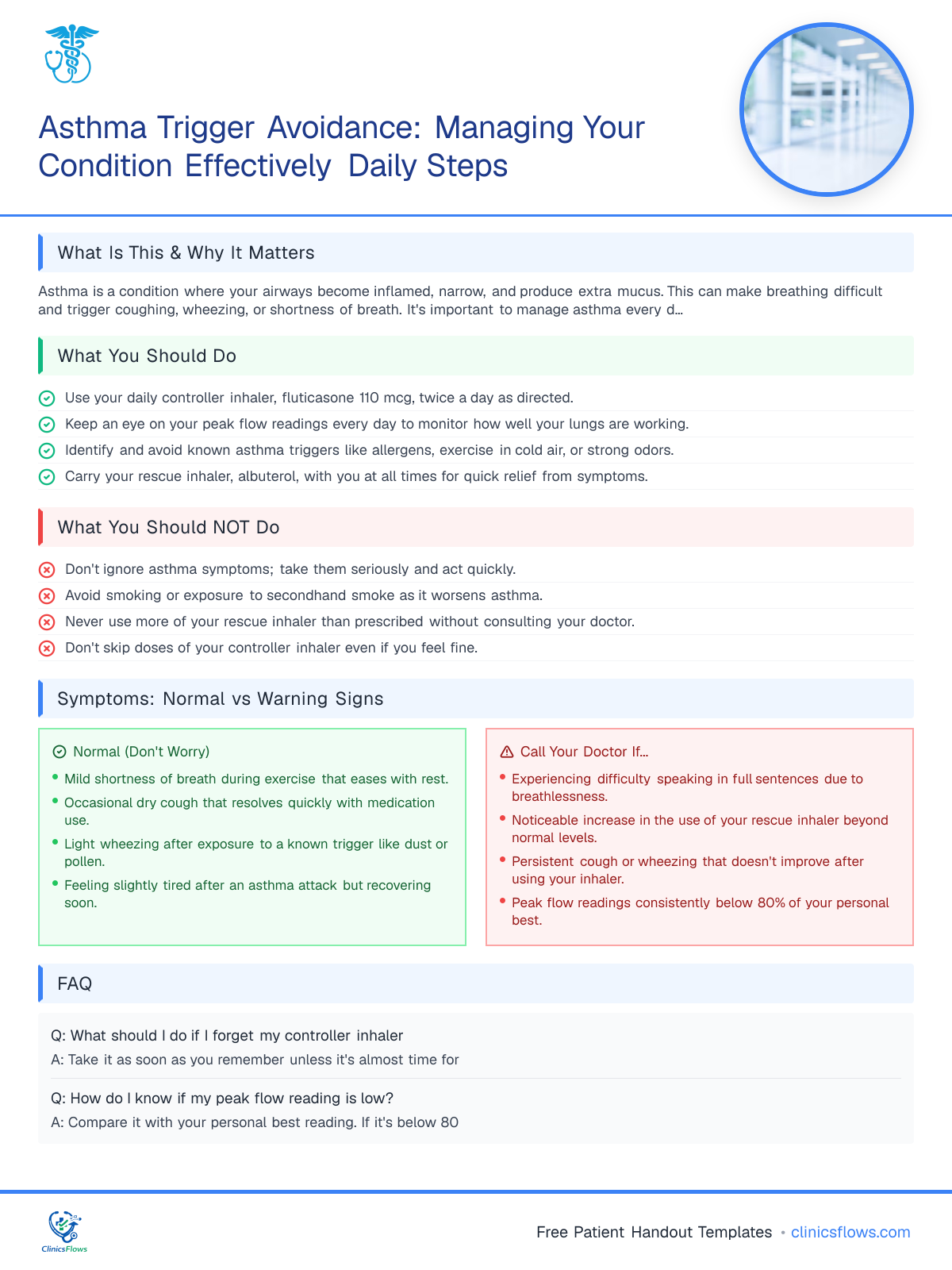 Asthma Trigger Avoidance: Managing Your Condition Effectively Daily Steps - patient handout preview