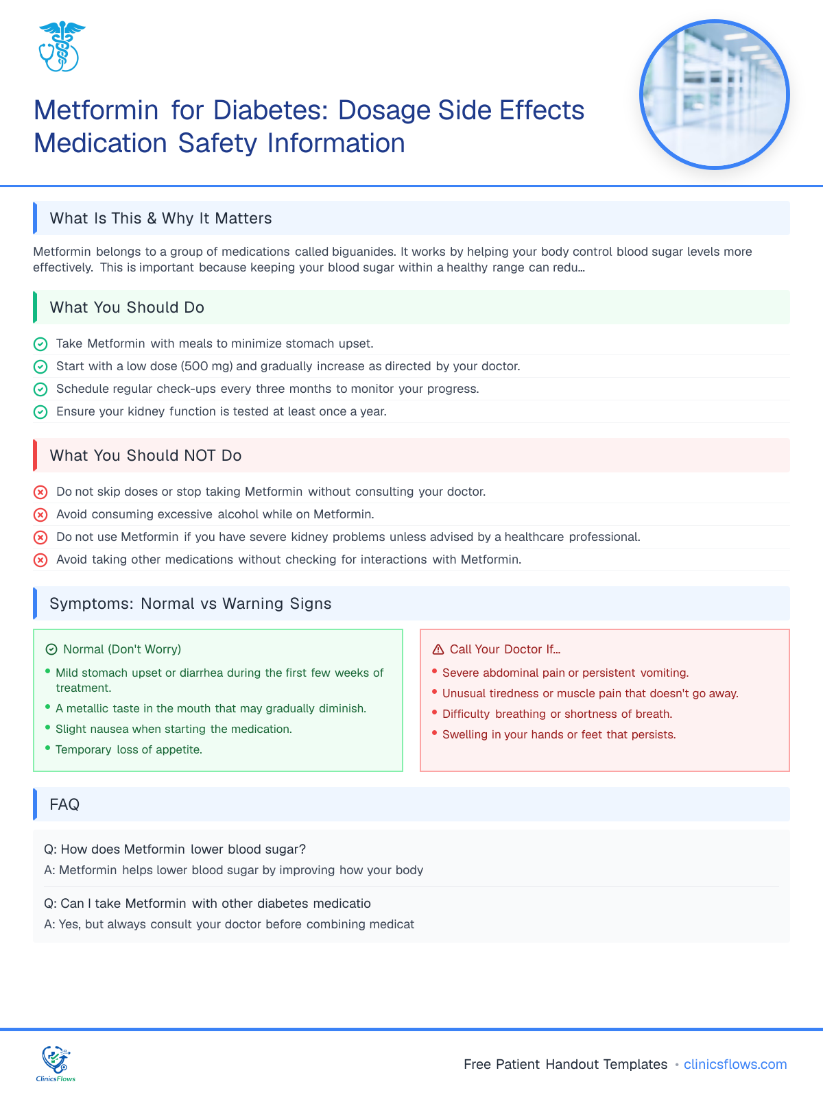 Metformin for Diabetes: Dosage Side Effects Medication Safety Information - patient handout preview