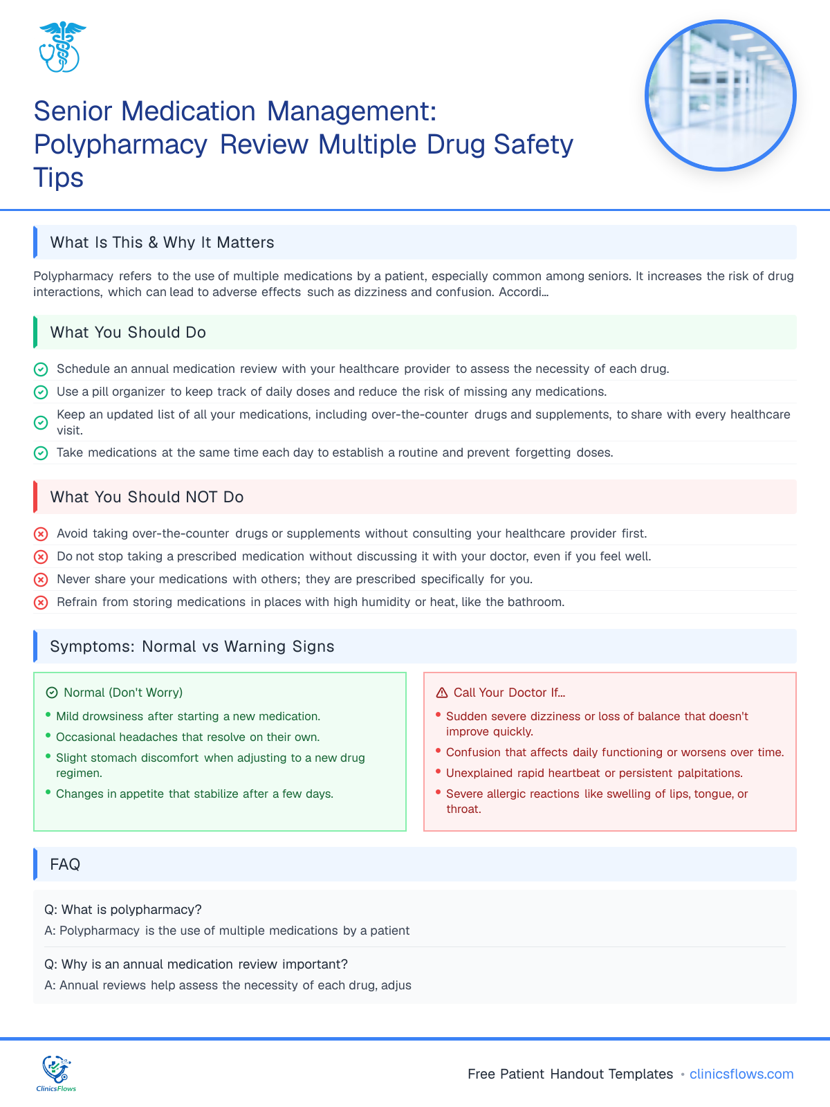 Senior Medication Management: Polypharmacy Review Multiple Drug Safety Tips - patient handout preview