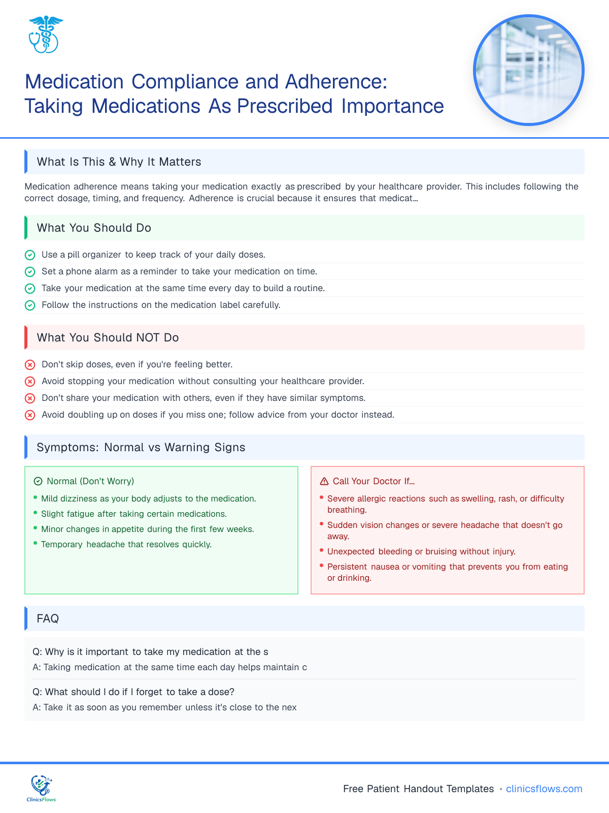 Medication Compliance and Adherence: Taking Medications As Prescribed Importance - patient handout preview