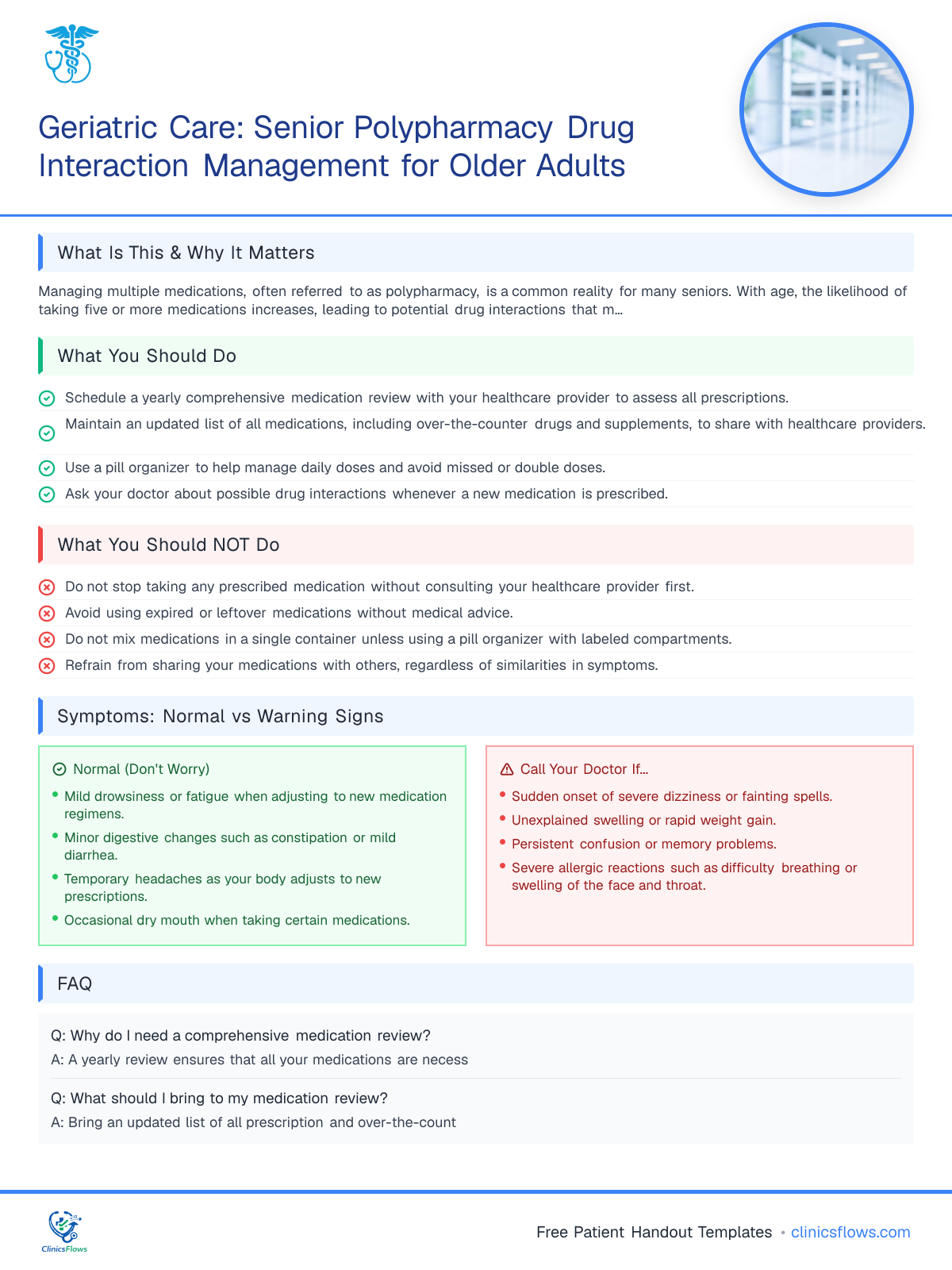 Geriatric Care: Senior Polypharmacy Drug Interaction Management for Older Adults - patient handout preview
