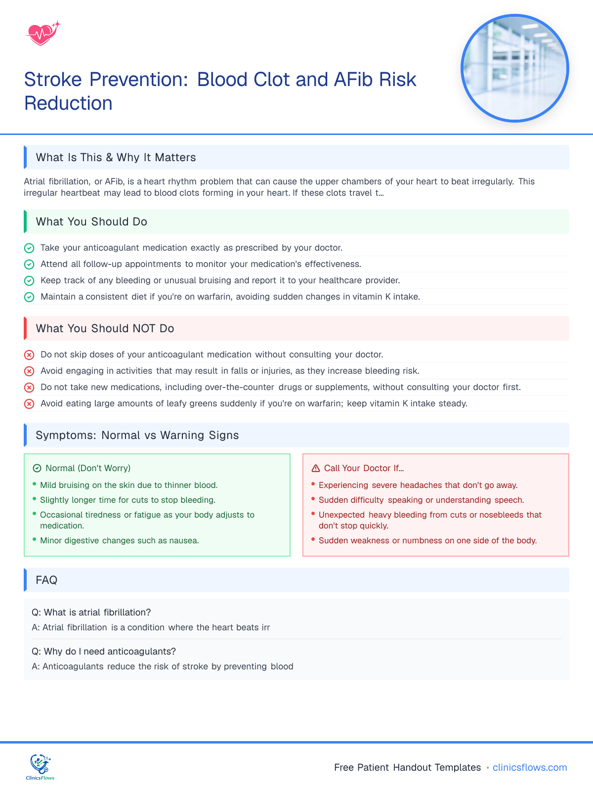 Stroke Prevention: Blood Clot and AFib Risk Reduction - patient handout preview