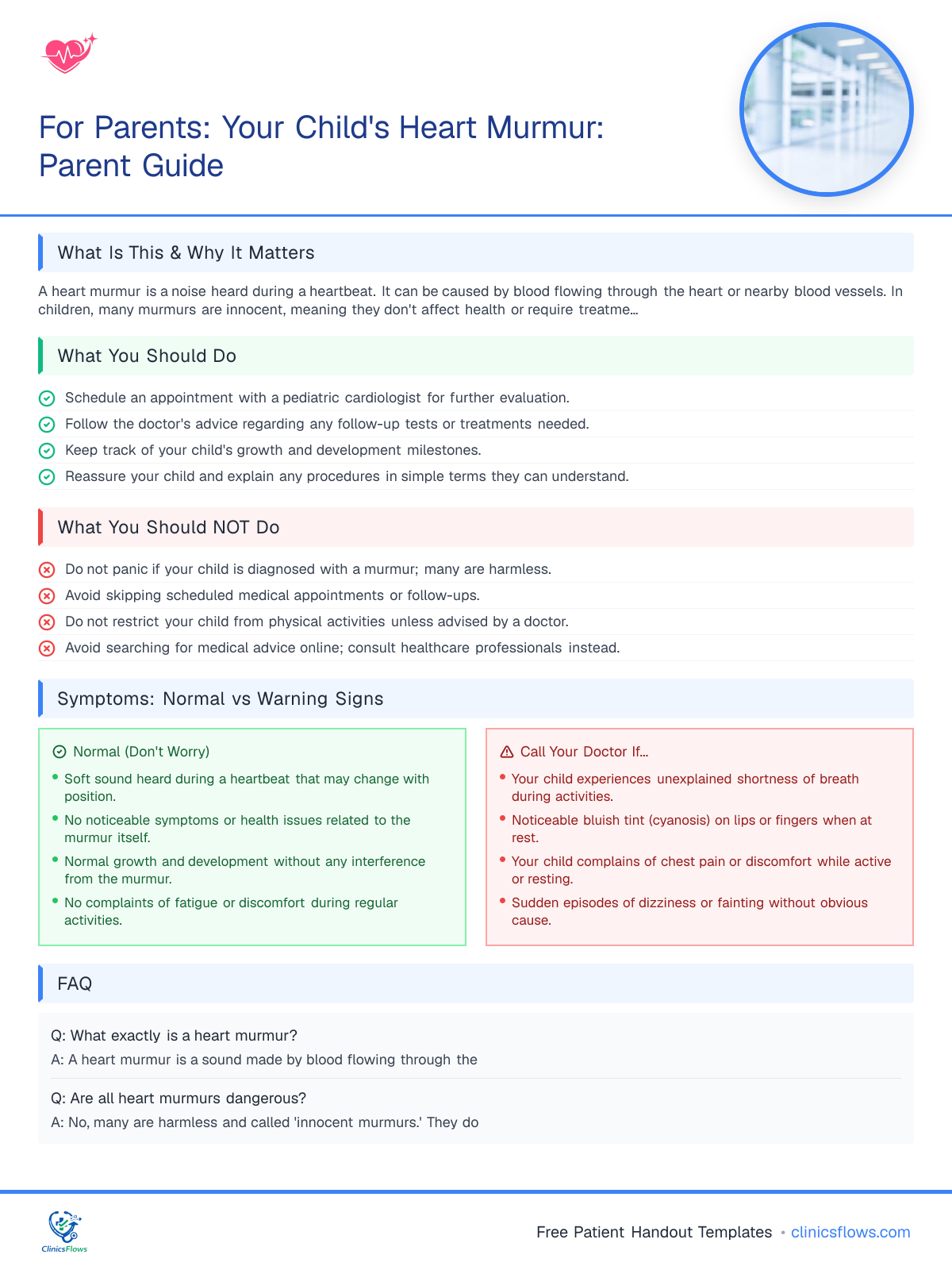 For Parents: Your Child's Heart Murmur: Parent Guide - patient handout preview