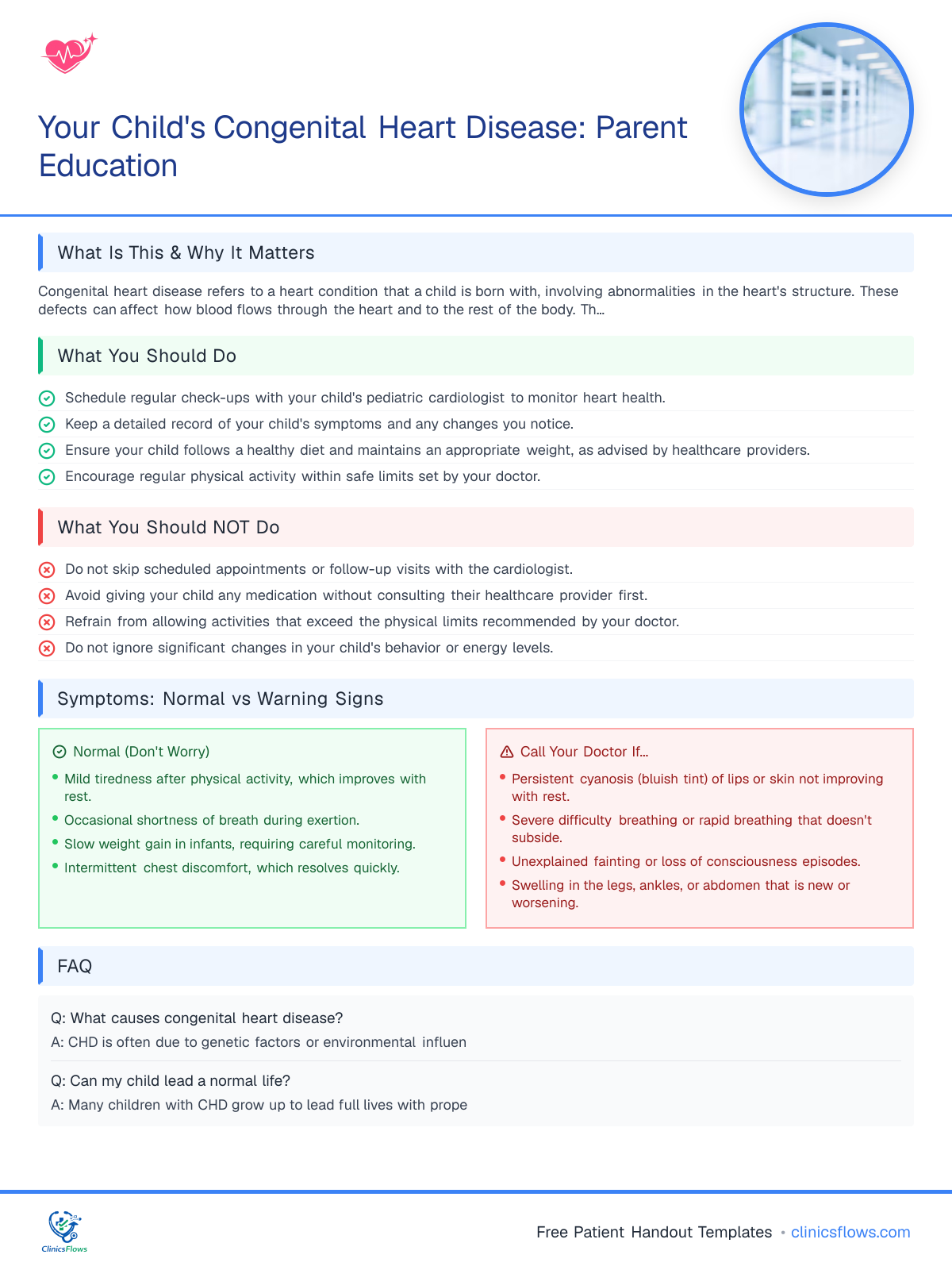 Your Child's Congenital Heart Disease: Parent Education - patient handout preview