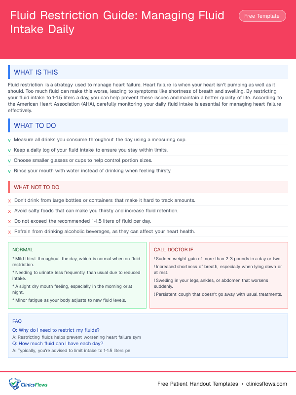Fluid Restriction Guide: Managing Fluid Intake Daily - patient handout preview