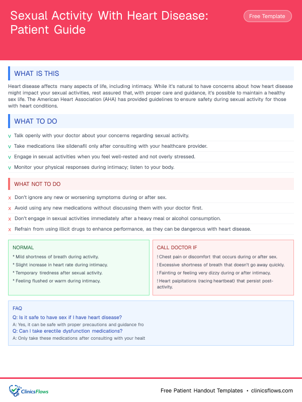 Sexual Activity With Heart Disease: Patient Guide - patient handout preview