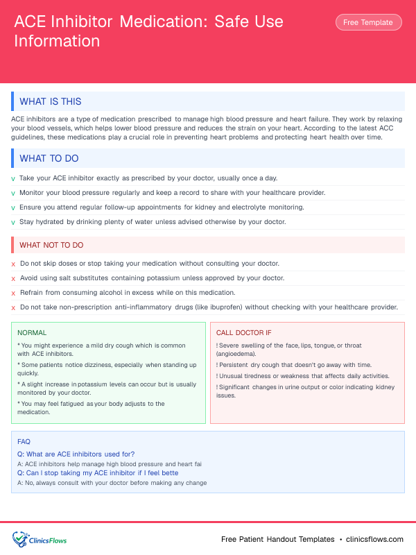 ACE Inhibitor Medication: Safe Use Information - patient handout preview