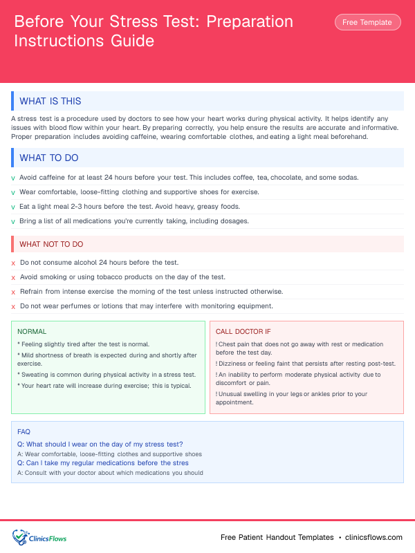 Before Your Stress Test: Preparation Instructions Guide - patient handout preview