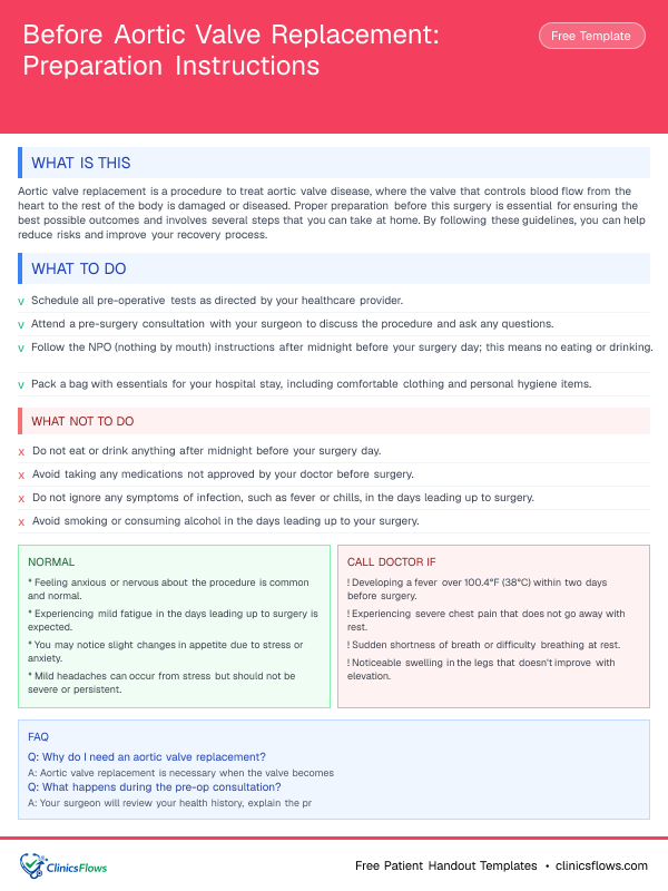 Before Aortic Valve Replacement: Preparation Instructions - patient handout preview