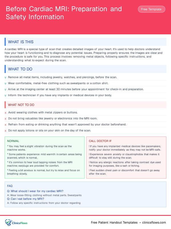 Before Cardiac MRI: Preparation and Safety Information - patient handout preview
