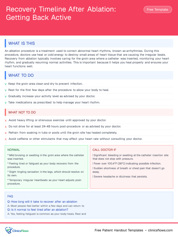 Recovery Timeline After Ablation: Getting Back Active - patient handout preview