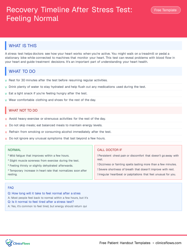 Recovery Timeline After Stress Test: Feeling Normal - patient handout preview